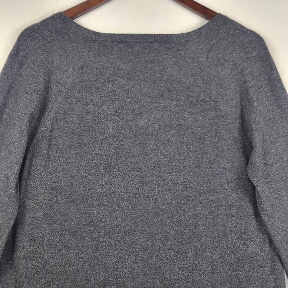 LOFT Pullover Sweater Women’s SZ L Charcoal Gray Long Sleeve V- Neck Knit EUC - Picture 12 of 13